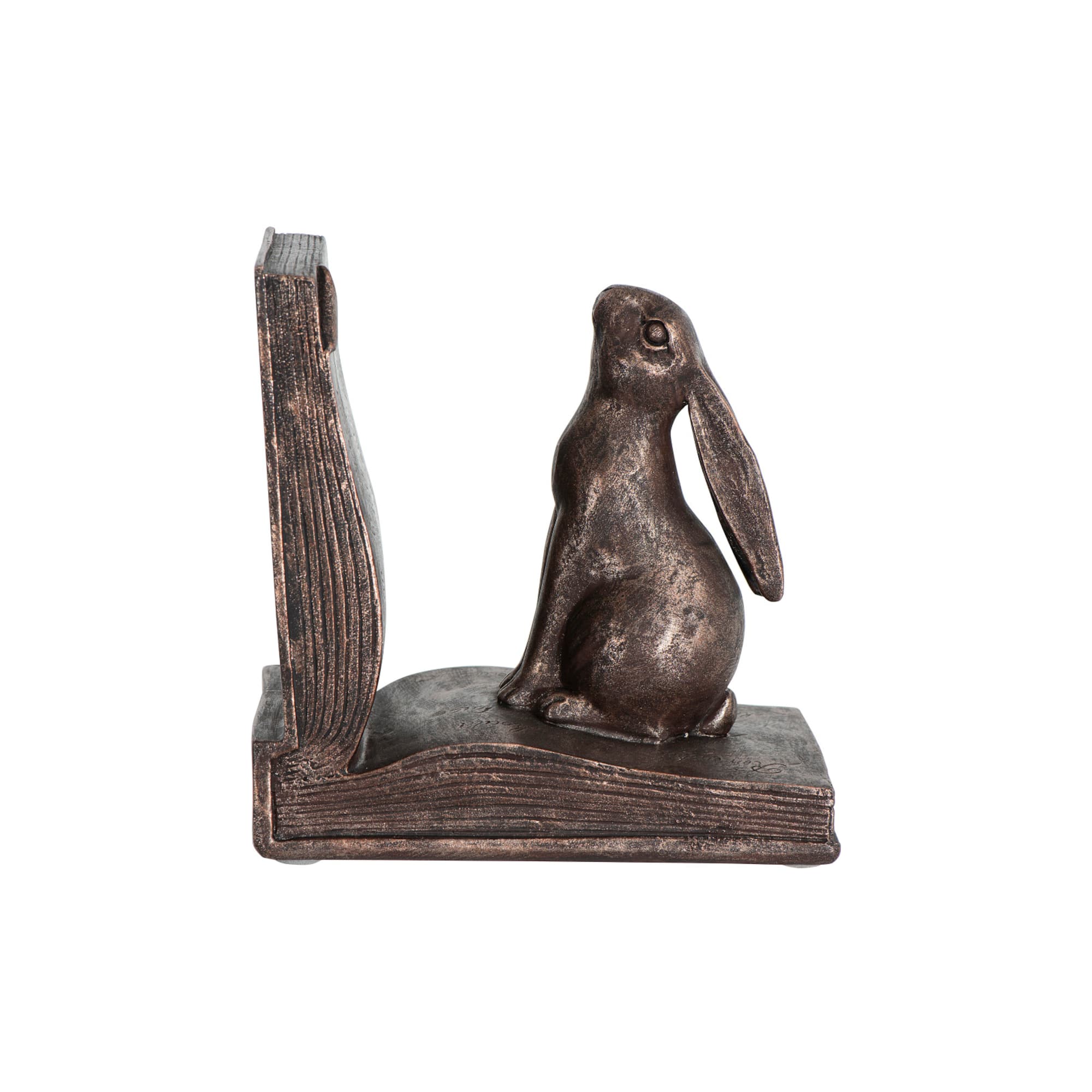 Hello Honey® Rustic Bronze Rabbit on Book Bookends Set